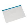PASTA ZIP EM PVC CRISTAL GRANDE COM ZIPER AZUL (360MM X 244MM)