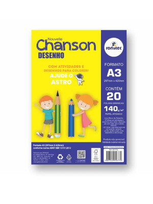LIVRO CAD DESENHO A3 NOUVELLE CHANSON  140GSM C/20FLS BRANCO