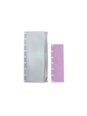 ESTOJO PVC INCOLOR + RÉGUA PP LILÁS