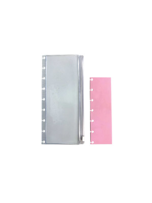 ESTOJO PVC INCOLOR + RÉGUA PP ROSA