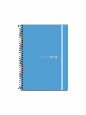 CADERNO COLEGIAL SLIM COLOR, 80 FLS, 1 MATÉRIA, ESPIRALADO, CAPA PP, FECHAMENTO C/ELÁSTICO, AZUL