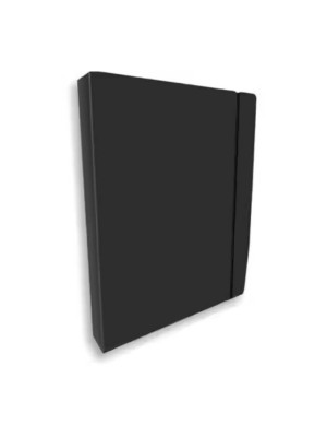 FICHÁRIO COLEGIAL EM PP, COM ELÁSTICO, 10 SACOS PLÁSTICOS, 20 FLS, DORSO 4 CM, PRETO