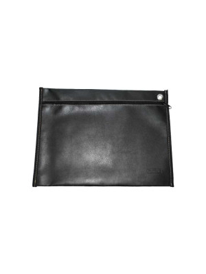 MALOTE COSTURADO EM CORINO PRETO FORMATO PEQUENO (280MM X 190MM)