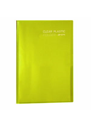 PASTA CATÁLOGO CLEAR PLASTIC FOLDER PP C/20 SACOS, AMARELA, FORMATO A4