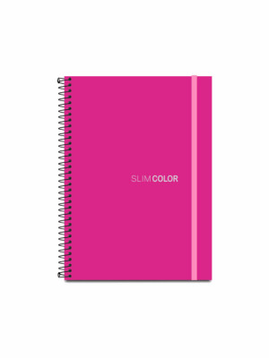 CADERNO COLEGIAL SLIM COLOR, 80 FLS, 1 MATÉRIA, ESPIRALADO, CAPA PP, FECHAMENTO C/ELÁSTICO, PINK
