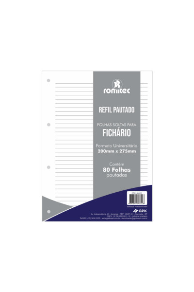 CAD REFIL PARA FICHÁRIO - PAUTADO 80 FLS UNIVERSITÁRIO