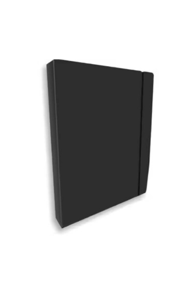 FICHÁRIO COLEGIAL EM PP, COM ELÁSTICO, 10 SACOS PLÁSTICOS, 20 FLS, DORSO 4 CM, PRETO