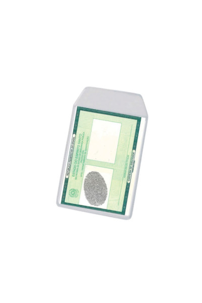 PROTETOR DOCUMENTOS RG/TÍTULO 81MM X 110MM, COM ABA, PCT C/10