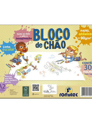BLOCO DE CHÃO P/DESENHO, 90 GSM, C/30 FLS, FORMATO A2, BRANCO