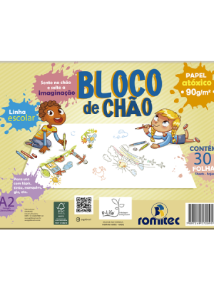 BLOCO DE CHÃO P/DESENHO, 90 GSM, C/30 FLS, FORMATO A2, BRANCO
